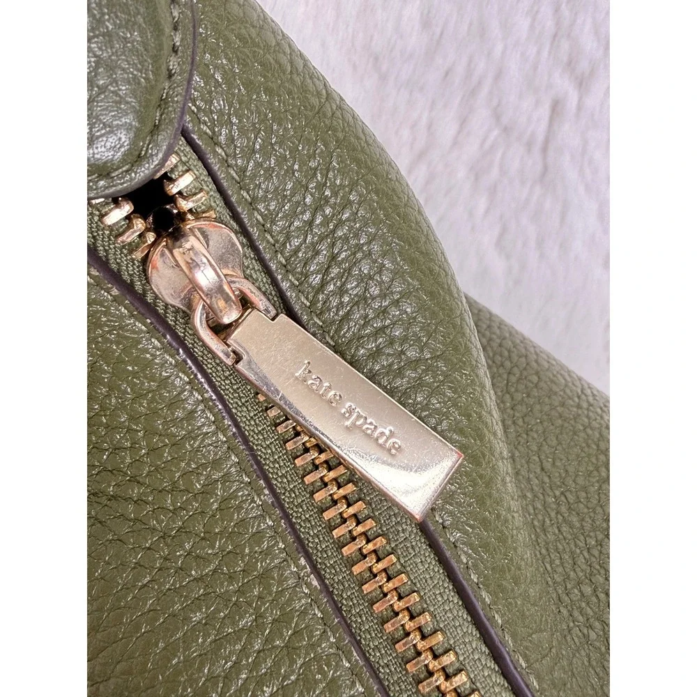 Kate Spade Medium Hobo Bag Olive Green Pebbled Leather Gold Hardwear KB694